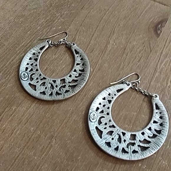 NWOT Boho Carved Earring Pendant Hoops - Picture 9 of 17